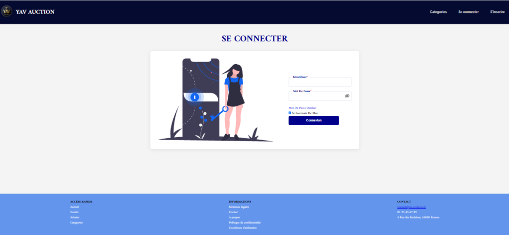 Capture écran page connexion projet JavaSpringBoot
